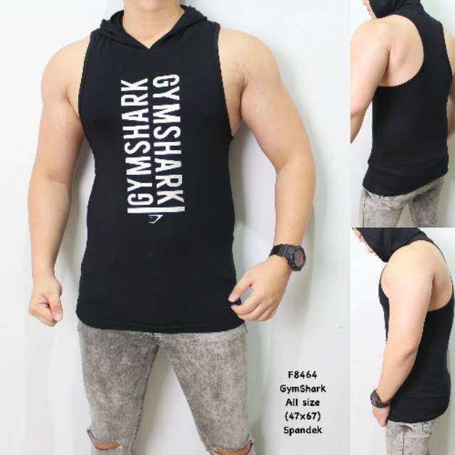 Singlet lowcut hoodie gym shark black