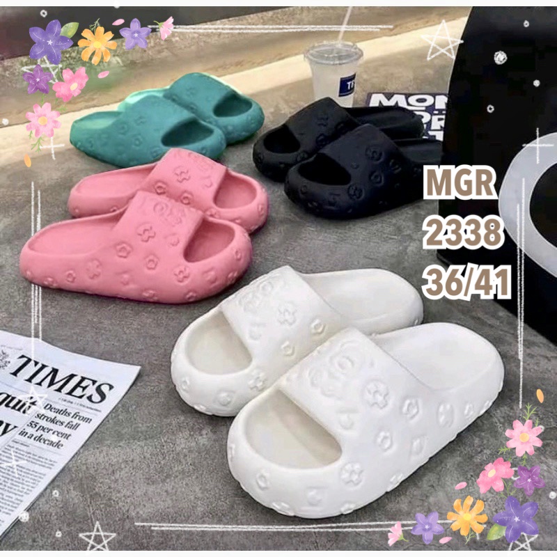 [BEST SELLER]Sandal Eva Rubber Selop Wanita Fuji Tebal Empuk Halus Super Ringan Korea Bear Beruang Lucu Imut MGR Mokaya Balance (2338)/Size 36-41