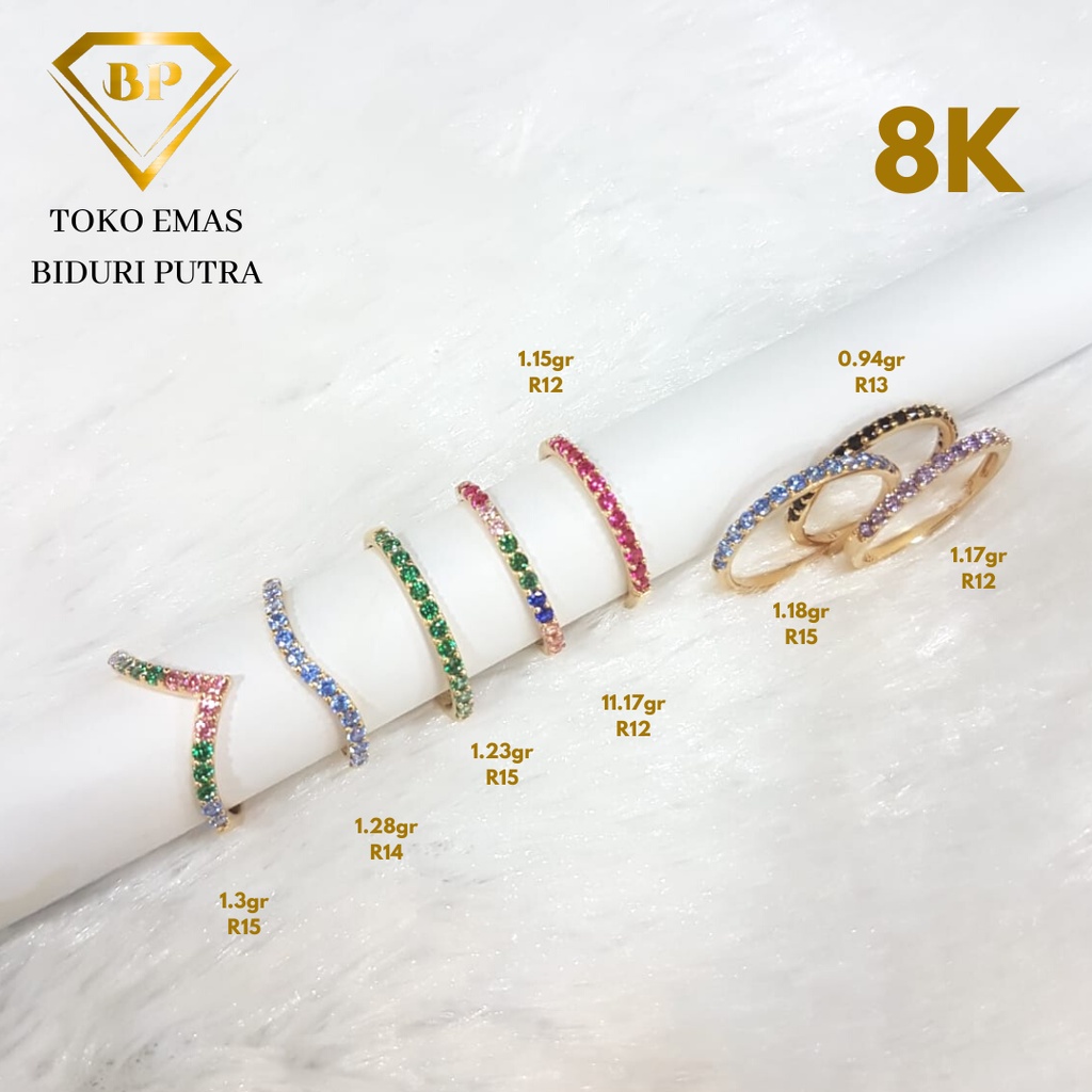 Cincin Solitaire Listring Permata Perhiasan Emas Asli Kadar 8K/375 toko emas biduri putra