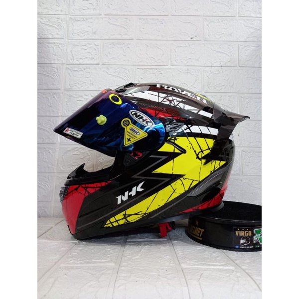 HELM NHK RX9 RAVEN | BLACK RED YELLOW | RX-9 DOUBLE VISOR