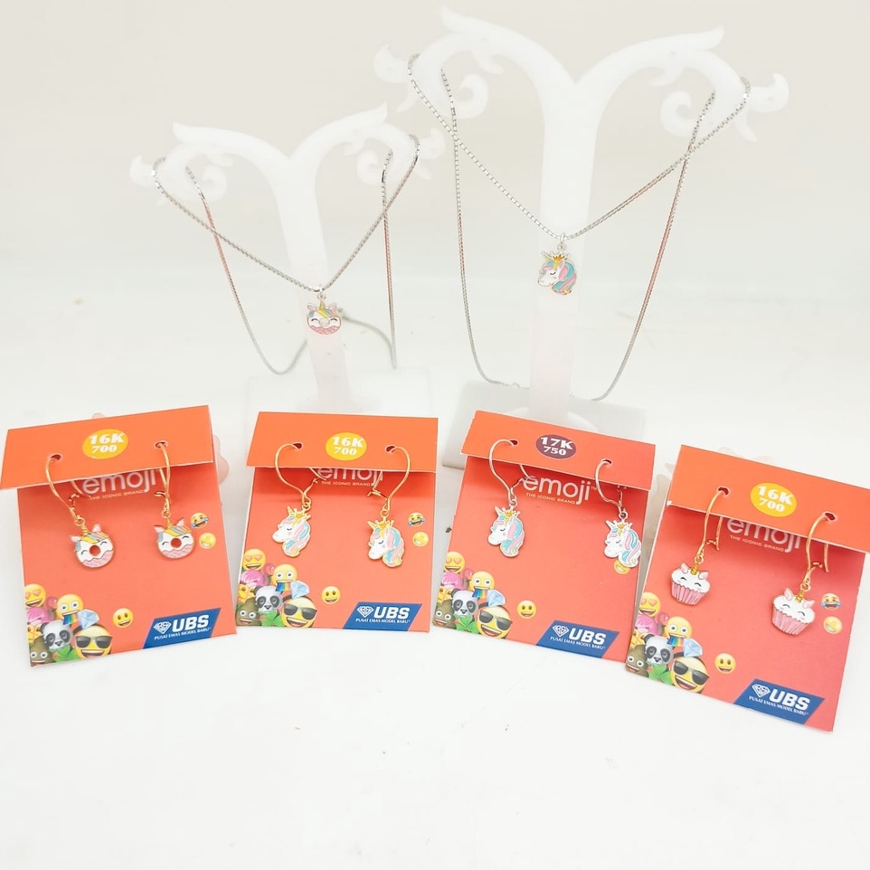 Kalung / Anting Wg Yg Emoji Collection unicorn pony  17K 16K UBS Gold