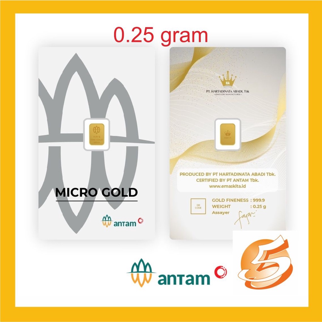 Emas Logam Mulia ANTAM HARTADINATA ABADI 0,25 0.25 Gram kecil micro Edisi Luxury Signature Ori Origi