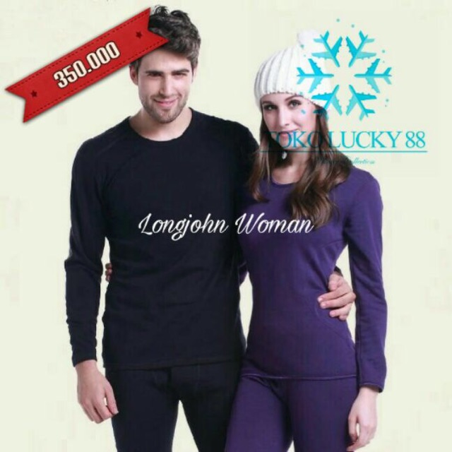 IMPORT MOLLAD Longjohn Thermal Gratis Topi Syal Piyama Thermal Baju Tidur Longjohn Wanita Pria lapis Bulu velvet musim dingin winter Long johns