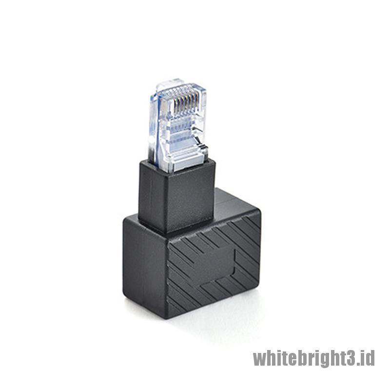 &lt; White3 &gt; Adapter RJ45 Male Ke Female Sudut Kanan / Kiri 90 Derajat 270 Derajat