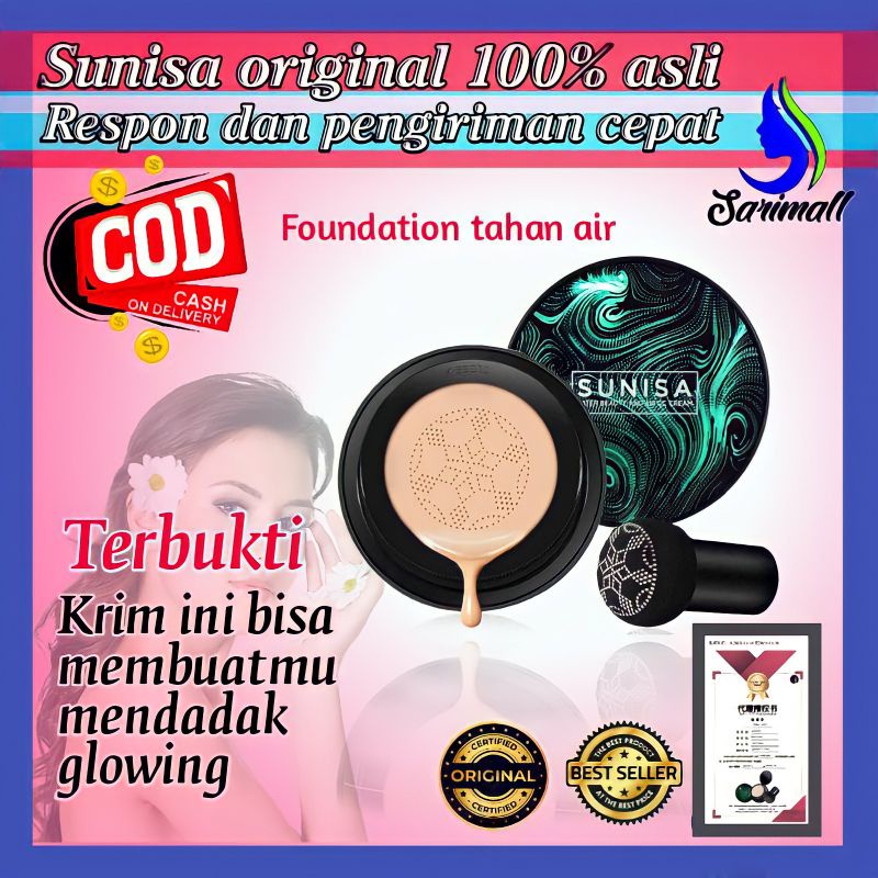 ORIGINAL Bedak Fondation Wajah Glowing Tahan lama Anti Air Sunisa ORIGINAL Terbukti Kualitasnya