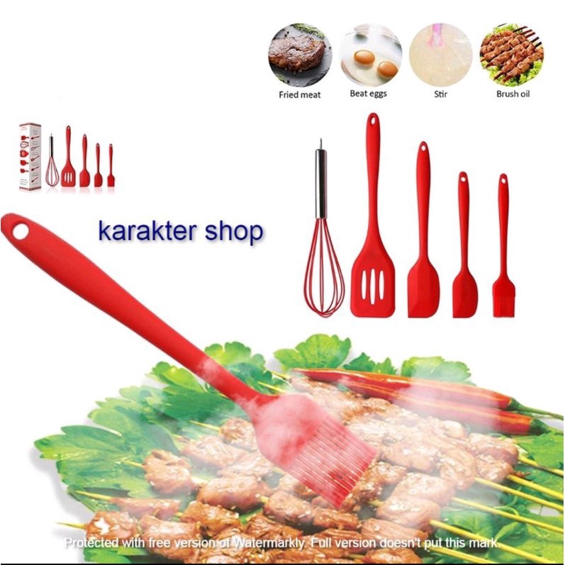 baking props 5 pc kocokan telor spatula kuas kue