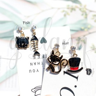 Anting Stud Black Cat Earrings Kucing Hitam Simple GH 203592