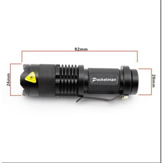 Senter Pocketman Led 2000 Lumens Waterproof-Black