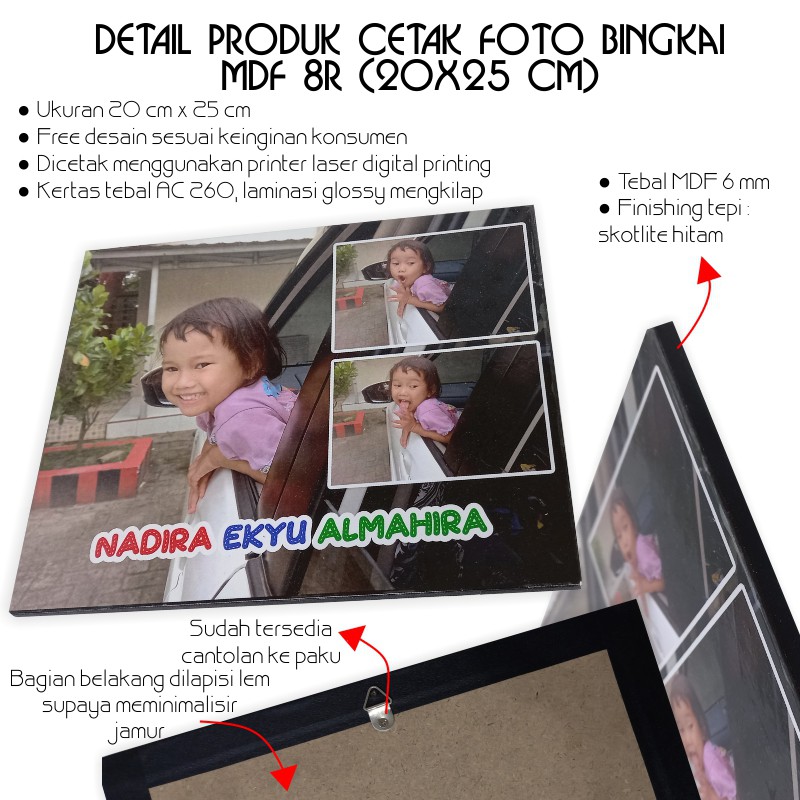 CETAK FOTO BINGKAI MDF 8R (20 x 25 CM ) / WALL DECOR 8R