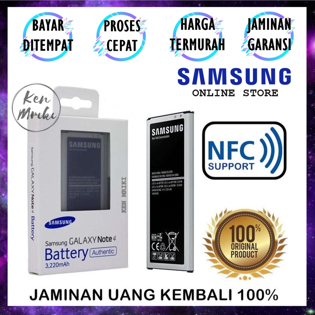 Samsung Baterai Galaxy Note 4 SM-N910H 3220mAh with NFC Original SEIN