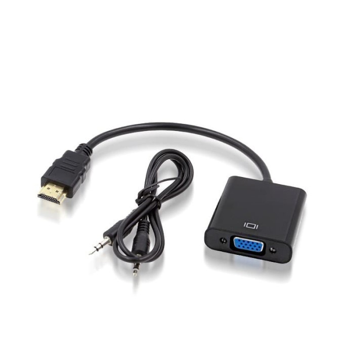 CONVERTER HDMI TO VGA + Aux Audio RGB KABEL HDMI TO VGA KONEKTOR Grosir