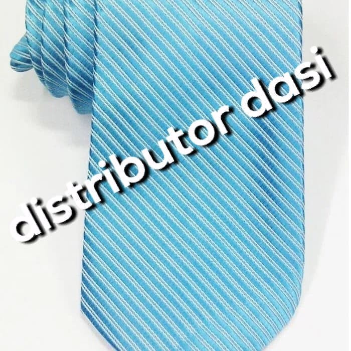 Dasi Pria Warna Biru Turkis Motif Salur 3 inch 8 cm polyester premium