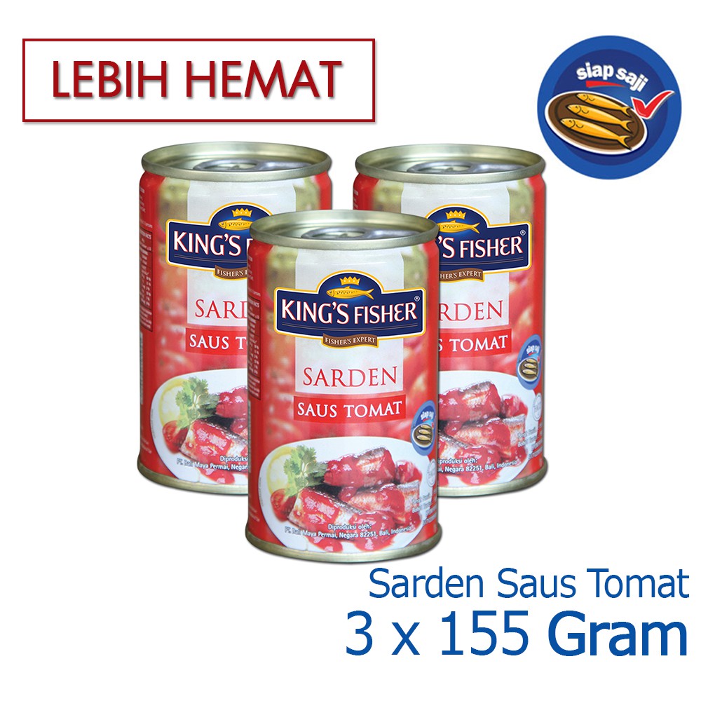 

MyHomey Paket 3 pcs Kings Fisher Sarden mini saus tomat Makanan Kaleng 155 g kings fisher
