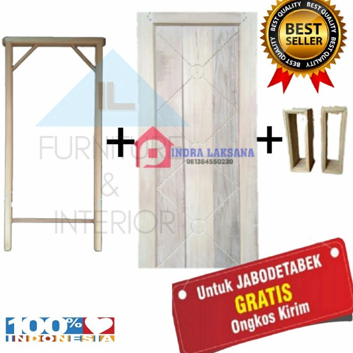 Kusen dan Pintu Minimalis kayu Meranti oven Solid satu set