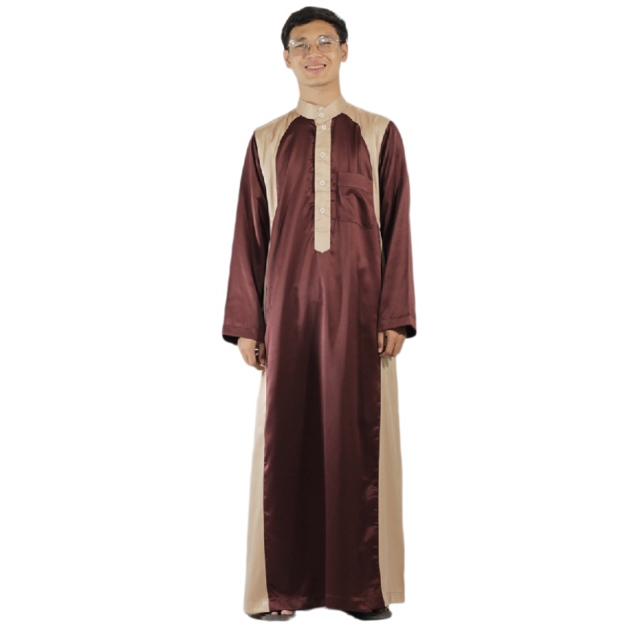 Gamis Pria Jubah Gamis Laki Laki seri Velvet Kombinasi Gamis Modern Gaya Casual Remaja dan Dewasa-3
