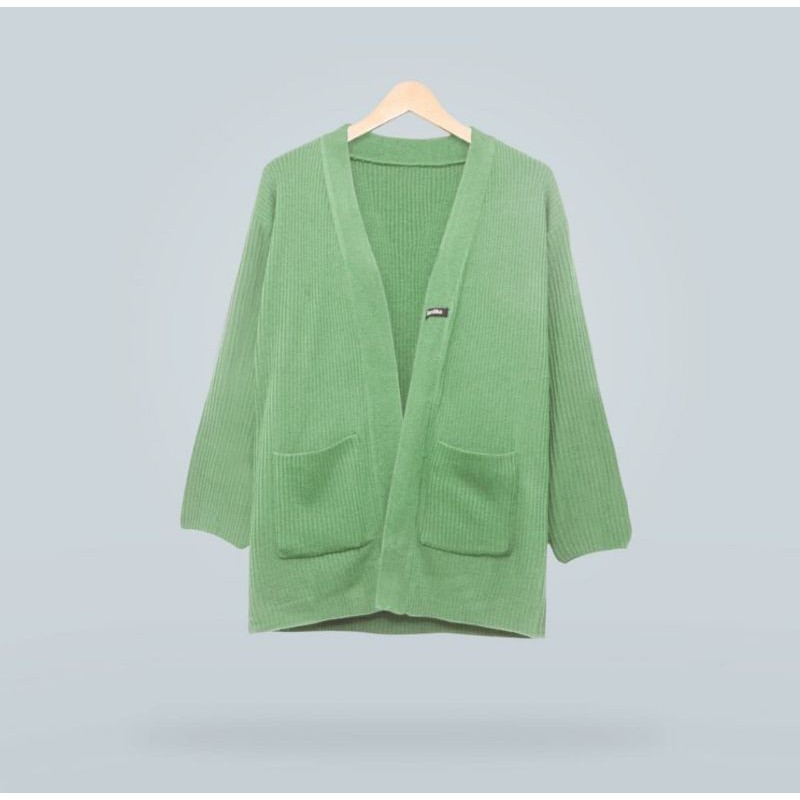 kardigan oversize outer rajut wanita-Mint