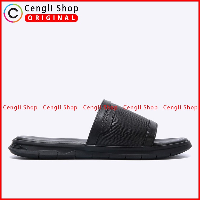 SANDAL SLIDE EVERBEST PRIA ORIGINAL CASUAL KULIT BRANDED HITAM EM34