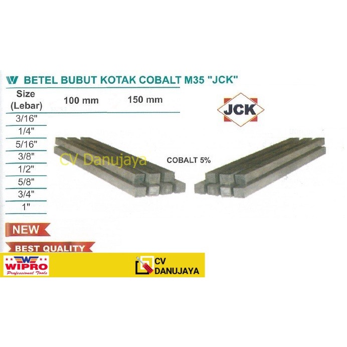 Betel Pahat Bubut Kotak Cobalt M35 Size 3/8 inch x panjang 100 mm JCK