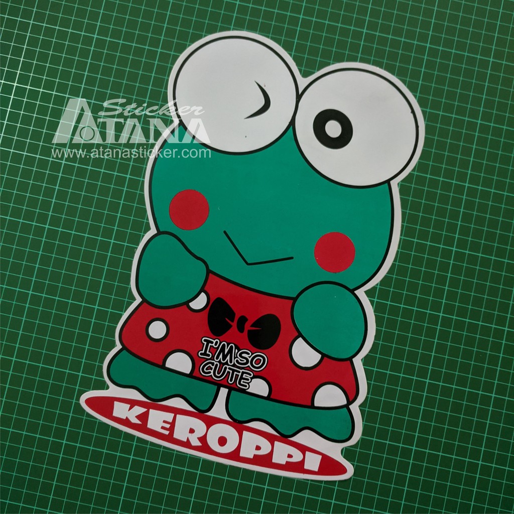 Stiker Printing Sablon Jumbo Vinyl Keroppi Kodok Katak Hijau Kartun Cartoon Motor Mobil Dinding Kaca