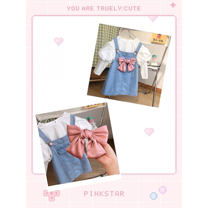 Dress Anak Import/Dress White Jeans Big Ribbon CST162