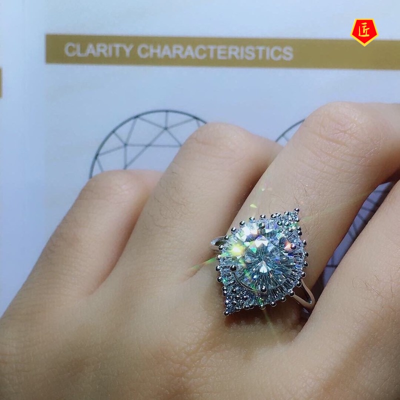 [Ready Stock]3 Karat Moissanite Rings Pendant Set Affordable Luxury Fashion