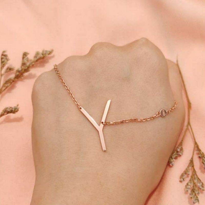 Kalung Huruf Inisial Alfabet Huruf Kapital Jewellery Emas asli Gold