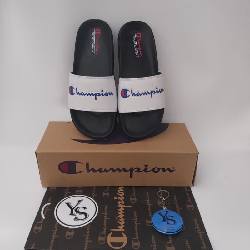 SANDAL SLOP CHAMPI0NN PRIA PREMIUM-WHITE BLACK