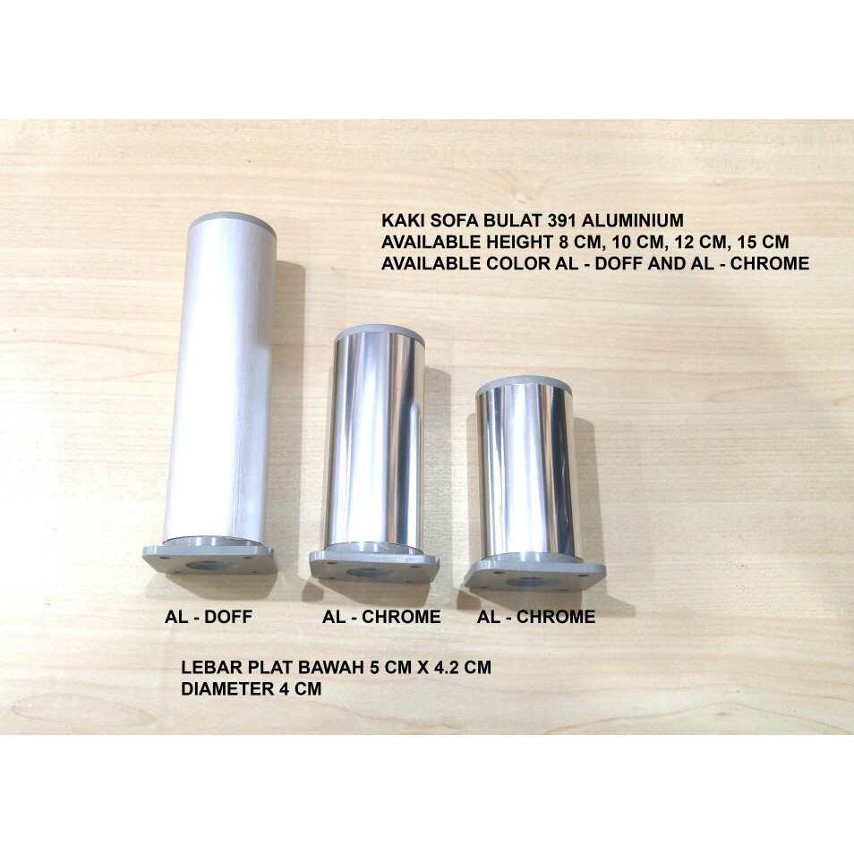 Kaki Sofa 15 CM Bulat Aluminium 391