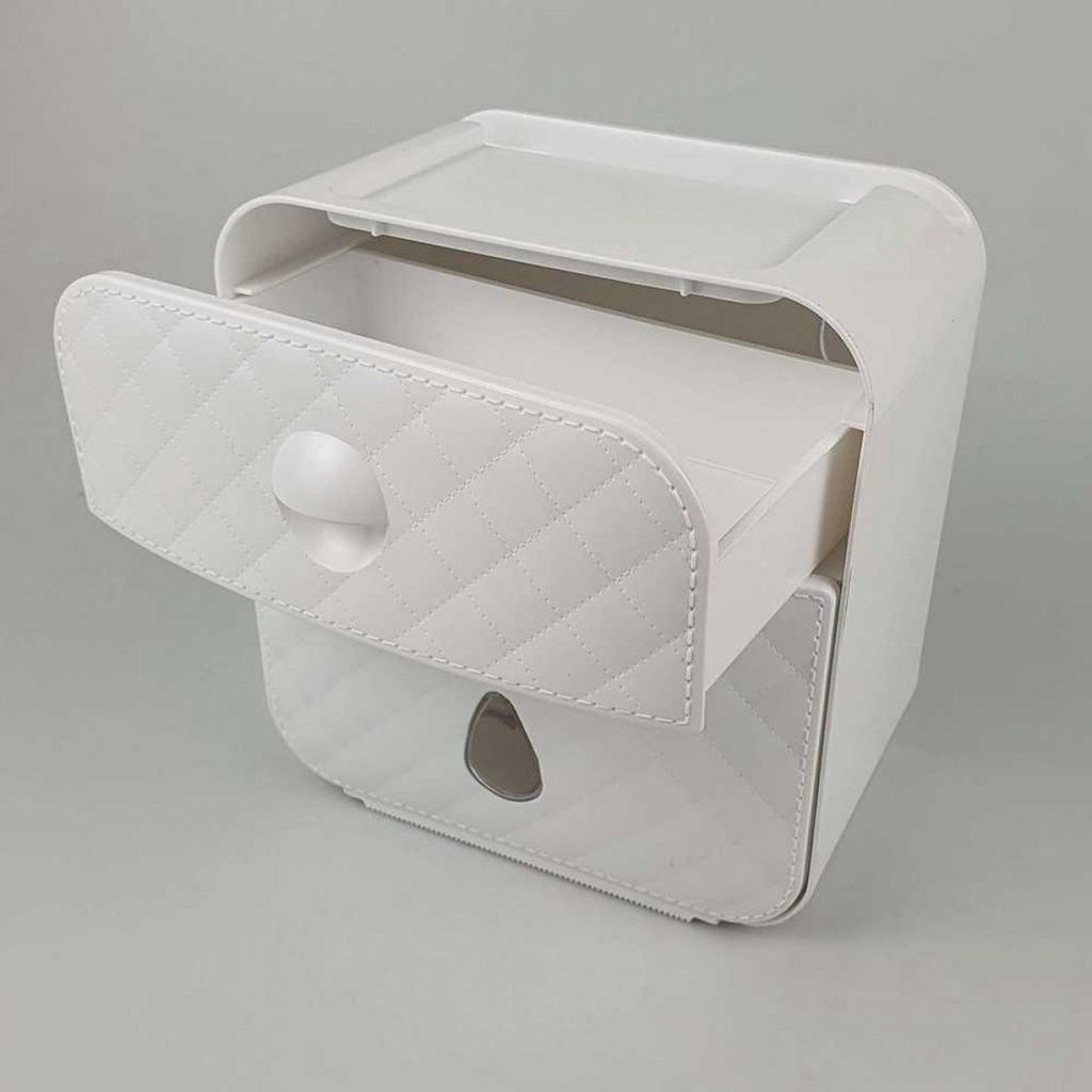 Toilet Paper Dispenser Kotak Box Tisu Roll Flat Gantung Double Storage