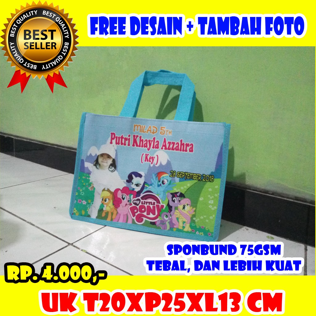 

godiebag Tas ultah / Sovenir Ultah Gambar Poni / Goodiebag Ultah Poni tas ulang tahun bingkisan snack