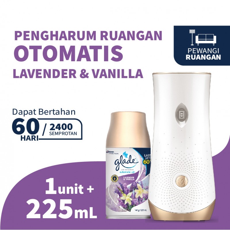 Glade Matic Device + Refill Alat Pengharum Ruangan Otomatis - Lavender &amp; Vanilla