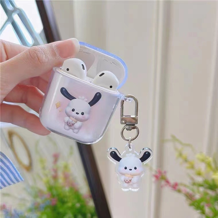 Cute Puppy Dog Transparan Bluetooth Earphone Case Cover Untuk Airpods1 2 3 Pro 2 PRO2 Airpods3 Lembut Headphone TWS Pelindung