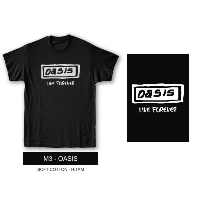 Kaos Tshirt Baju Combed 30S Distro Oasis Live Forever