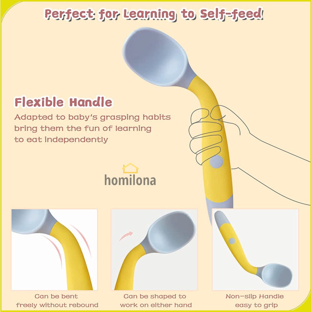 Sendok Garpu Bayi Silikon Soft Silicone Spoon - LOPE LP712 - Yellow