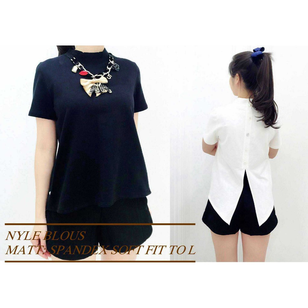 [Nyle RO] Blouse Wanita Spandex Hitam/Putih