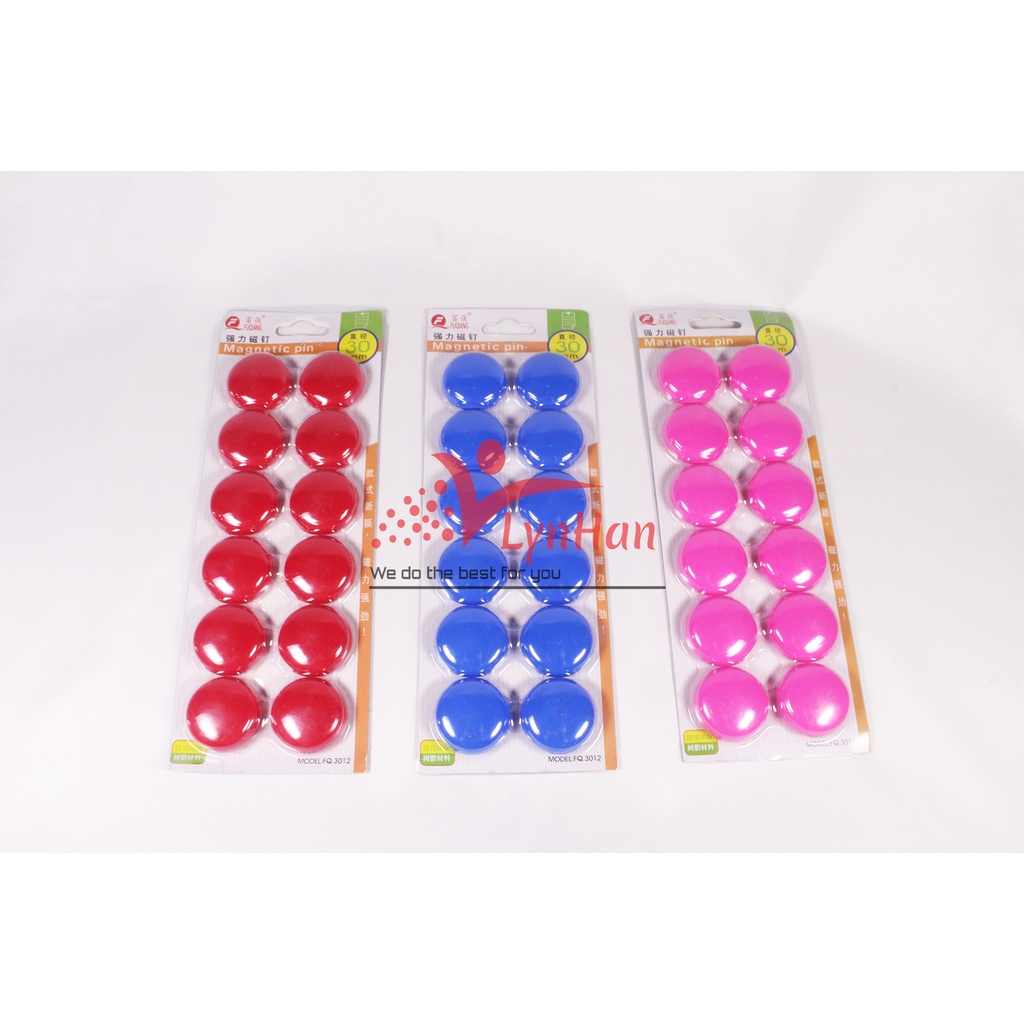 

MAGNET PAPAN TULIS MAGNETIC PIN WHITEBOARD 30MM 3CM 1SET ISI 12PCS