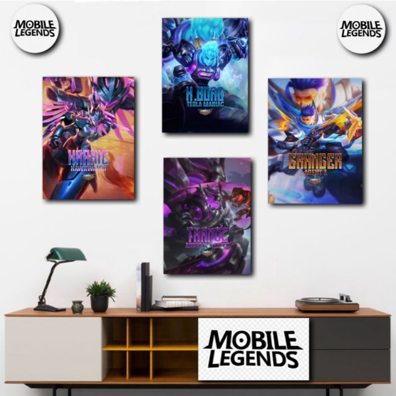 POSTER FRAME KAYU MOBILE LEGEND ALL HERO assasin Marksman Fighter Mage Tank / ML