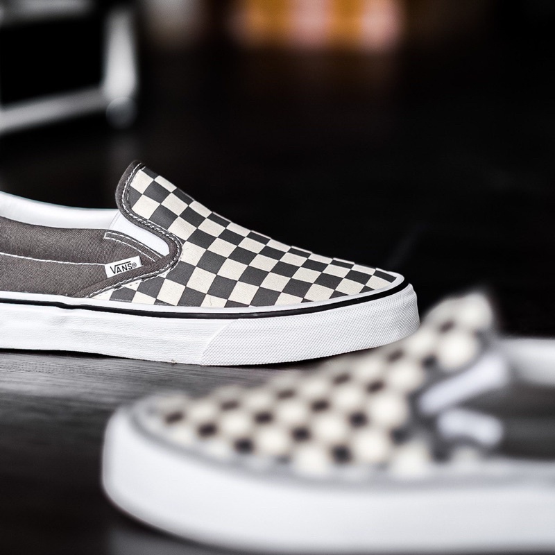 V4NS SLIP-ON CHECKERBOARD PEWTER/TRUE WHITE CLASSIC ORIGINAL 100%