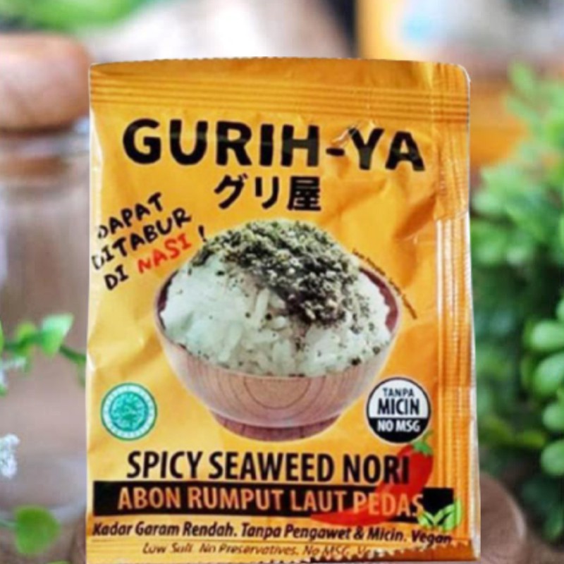 Nori Rumput laut tabur  Gurih-ya PEDAS 5.5 Gram sachet seaweed