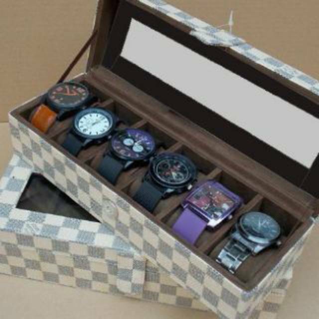 Kotak Jam Tangan isi 6 / Box Tempat Jam Tangan Arloji Watch box organizer