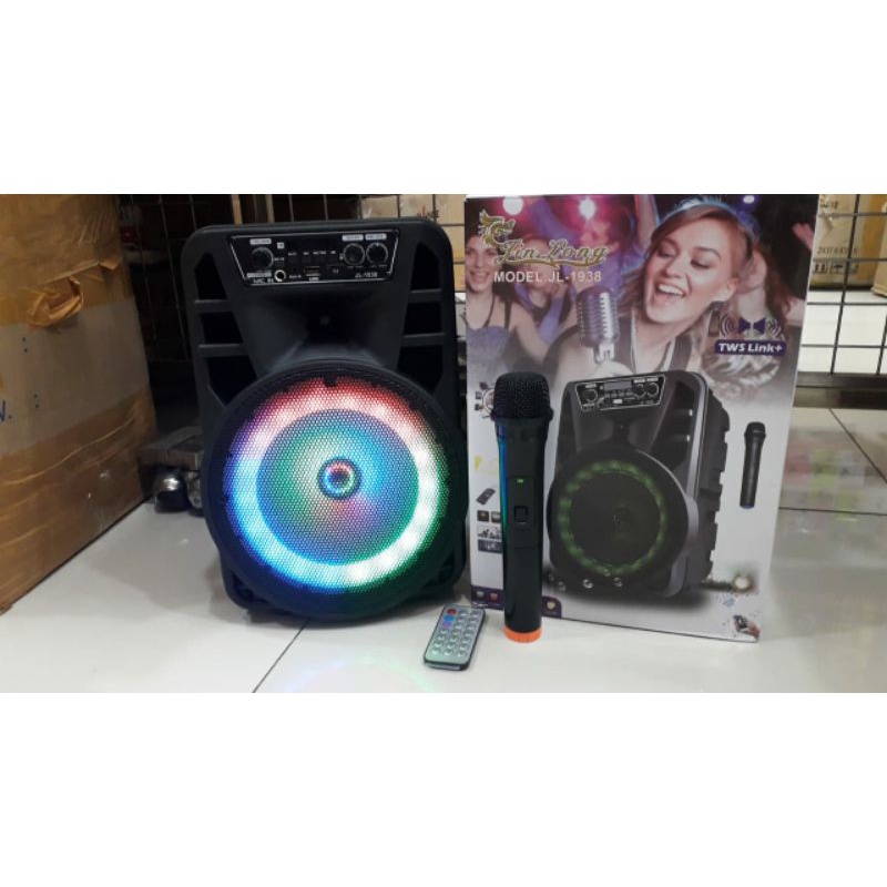SPEAKER BLUETOOTH KAROKEAN MP3 JINLONG 8 INCHI FREE MIC WIRELESS