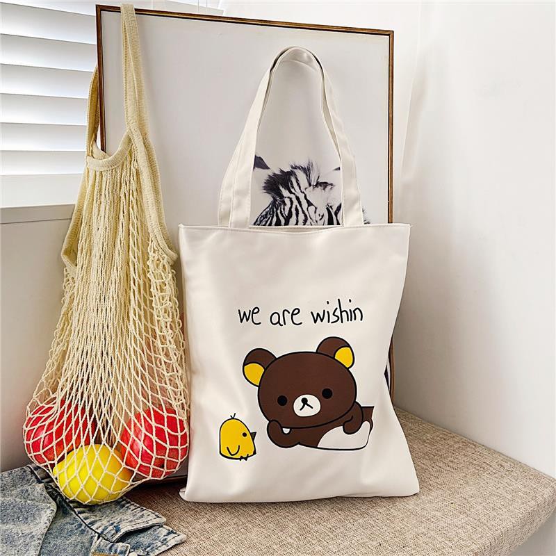 Tas Totebag Resleting Kanvas Wanita Import Series 11