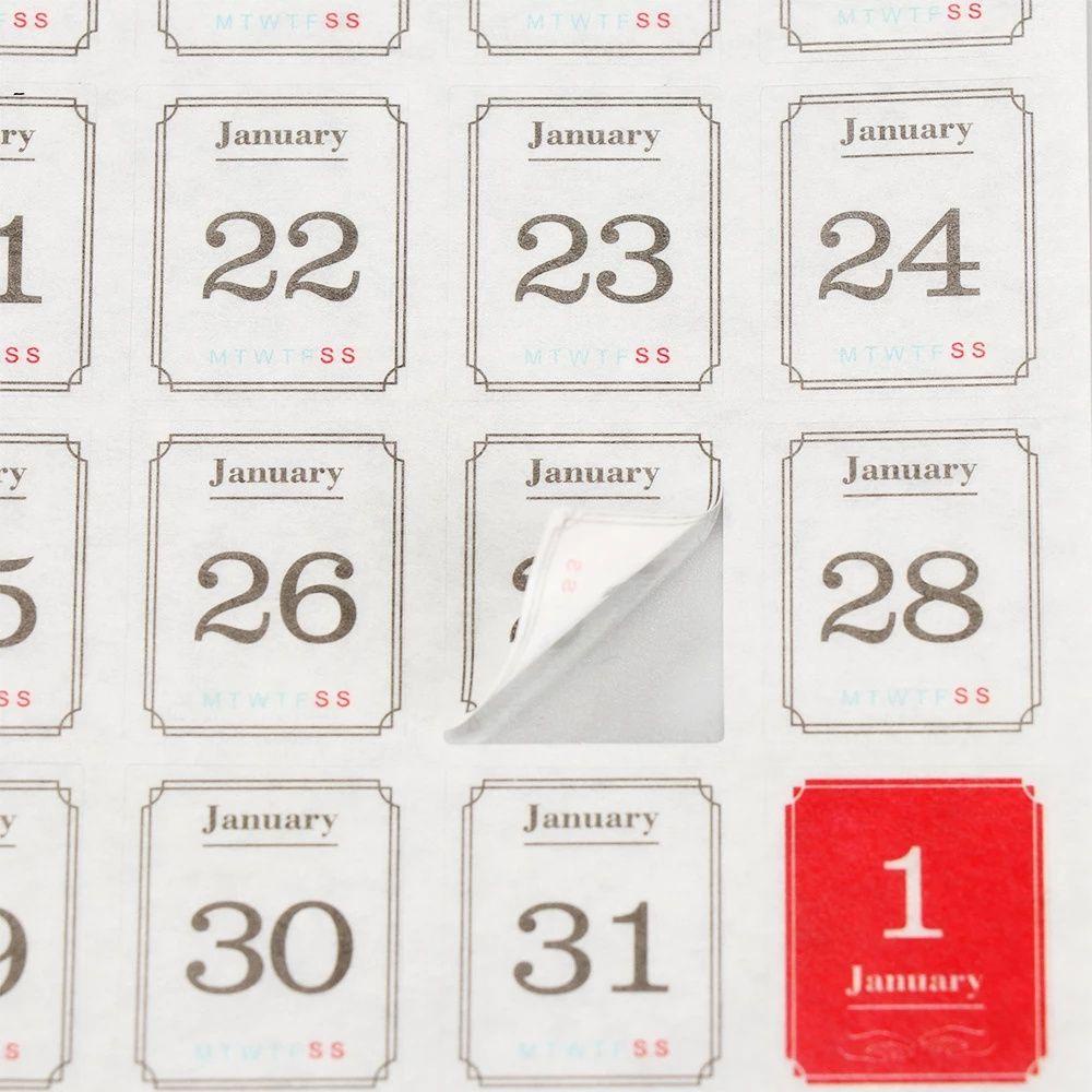 【 ELEGANT 】 Stiker Kalender 12lembar Alat Tulis Scrapbooking Perlengkapan Kantor Perlengkapan Sekolah Stiker Planner