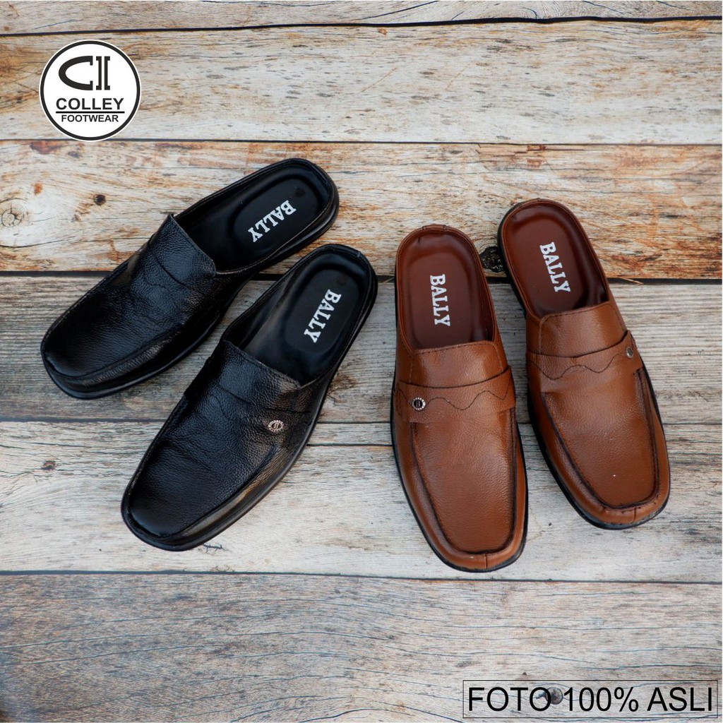 COD - SEPATU BUSTONG PRIA 100% KULIT ASLI / SLOP / CASUAL LEATHER SLOP CLY-BTG.004