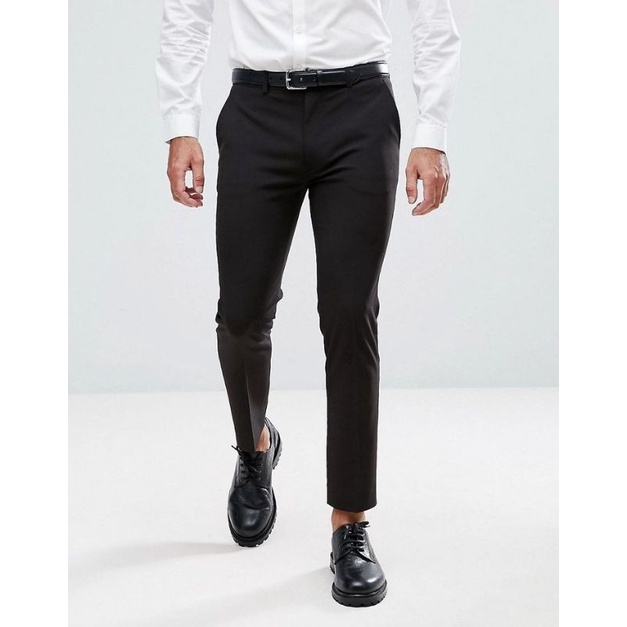 [ORIGINAL by.elqois] Celana Ankle Skinny Pria Slimfit Hightwist Jetblack  Premium