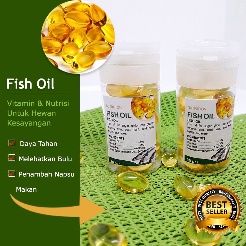 ADEWAP GLIDER Minyak Ikan Omega 3 Sugar Glider Fish Oil 40 Butir – Minyak Ikan  Suplemen Bulu & Kesehatan