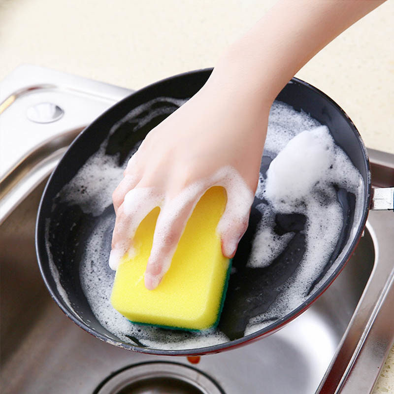 1Pcs Kitchen High Density Sponge Dishwash Wipe Fiber Scouring Pad/Bowl Pot Scouring Supplies Clean Rub Cleaning Tools