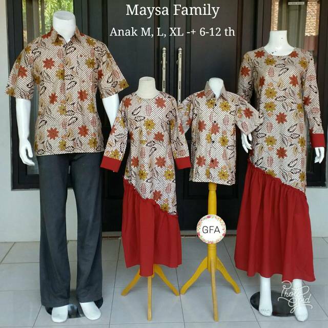 Couple keluarga rempel moscrepe baju batik couple sarimbit keluarga set family gamis