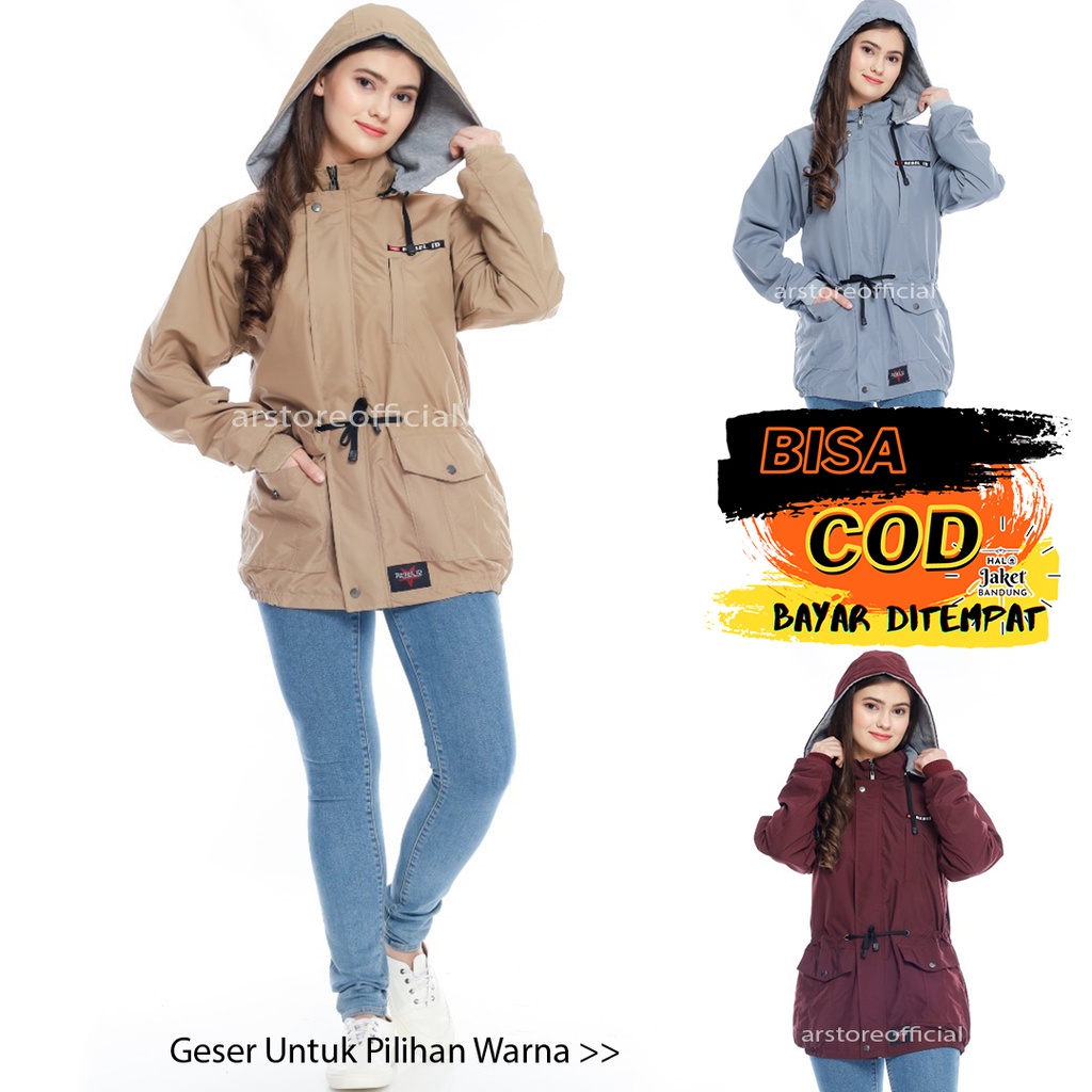 Jaket Parka Snow Wanita Unisex Rebel Id / Jaket Parka Cewek Parasut Original