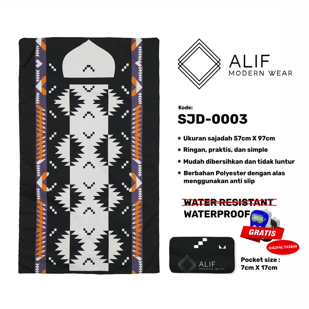 [GRATIS DIGITAL TASBIH] ALIF SAJADAH TRAVEL / SAKU / PORTABLE / WATERPROOF ( ALIF MODERN WEAR SJD-0003 )